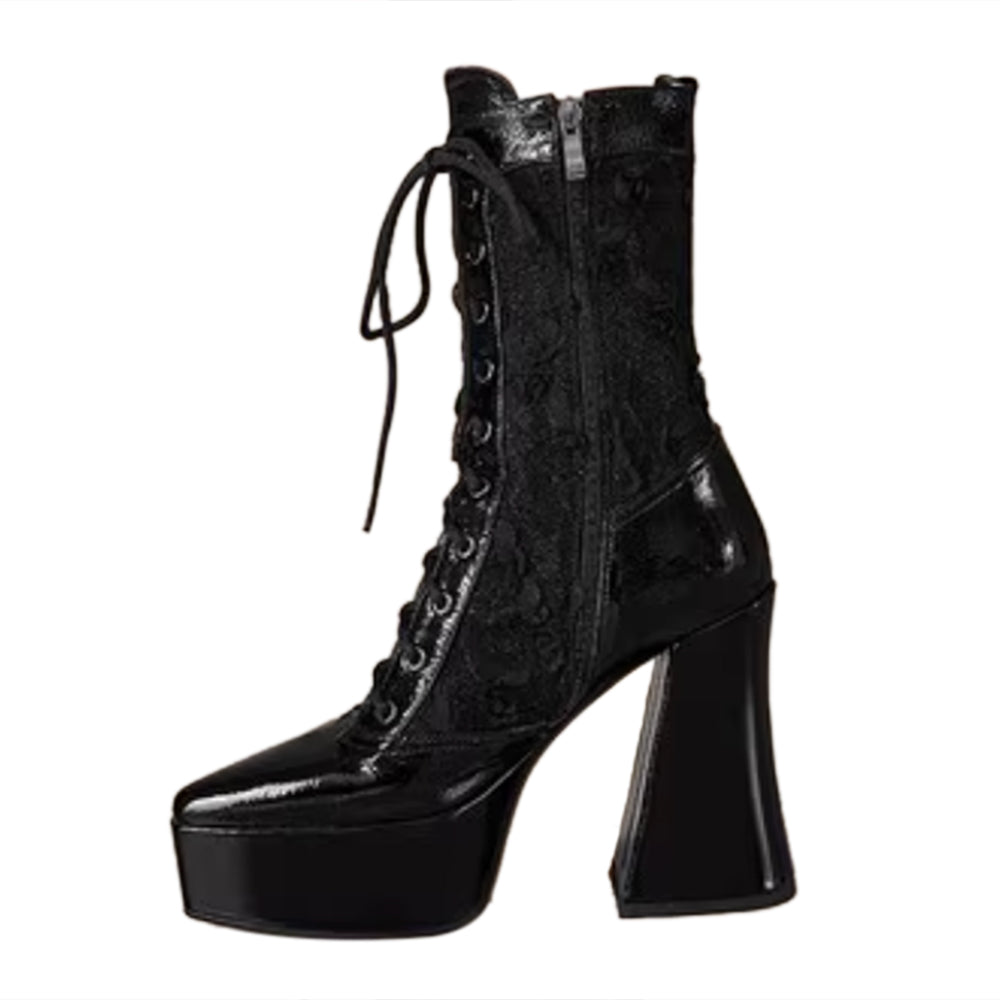 MULIF Lace Up Platform Ankle Boots