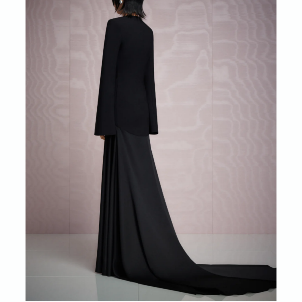 KARIV Long Sleeves Maxi Evening Dress Gown