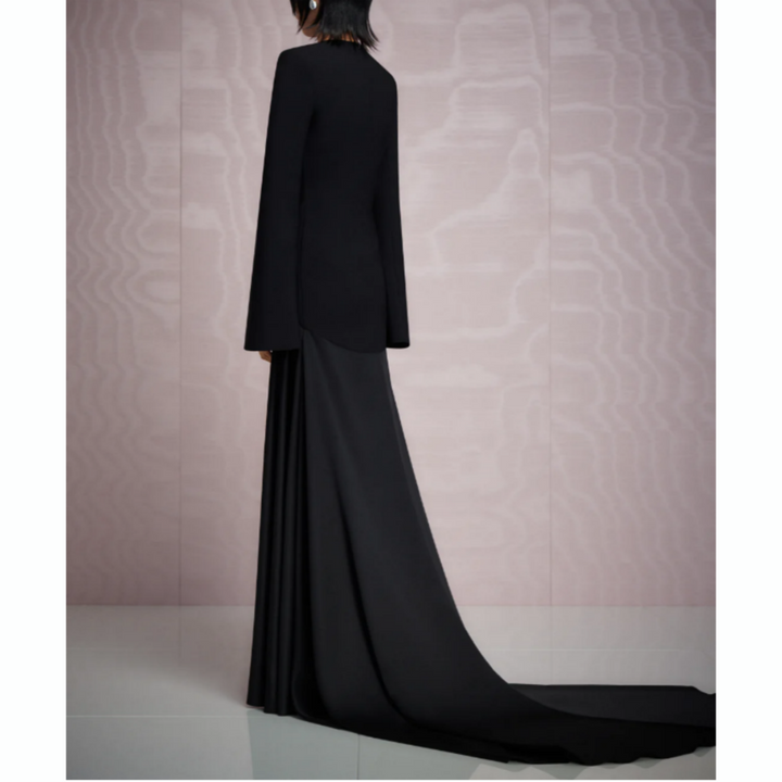 KARIV Long Sleeves Maxi Evening Dress Gown