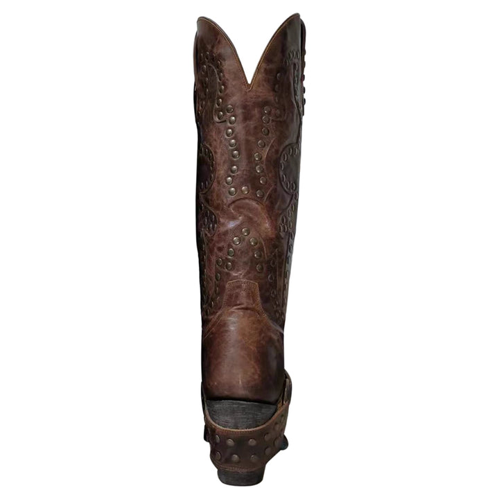 MDPDK Studded Western Cowboy Knee High Boots