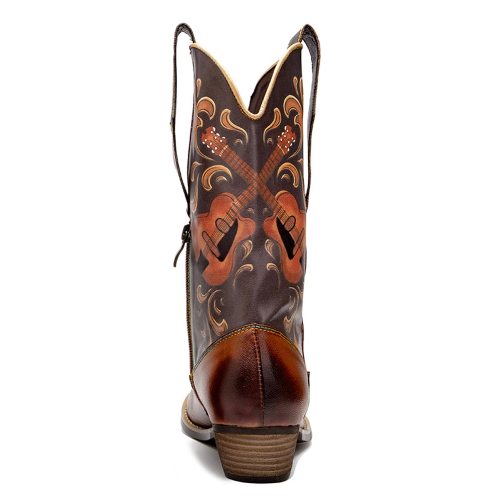 MIZUG Ethnic Style Western Cowboy Ankle Boots