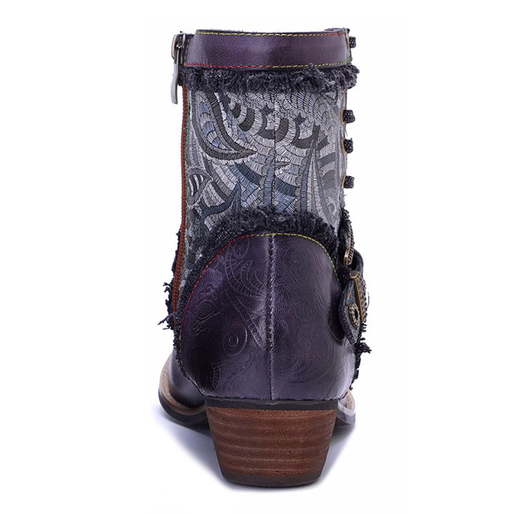 MIZUG Ethnic Style Western Cowboy Ankle Boots