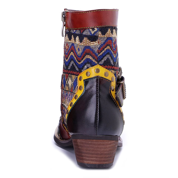 MIZUG Ethnic Style Western Cowboy Ankle Boots