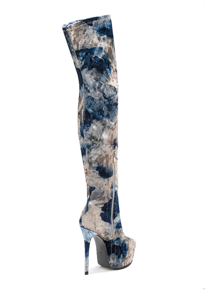 LANDIM Suede High Heel Platform Over The Knee Boots