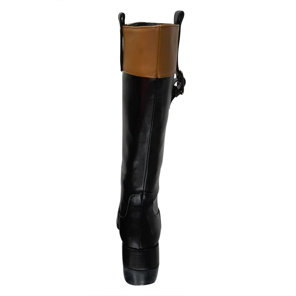 QZJXX Leather Knee High Boots