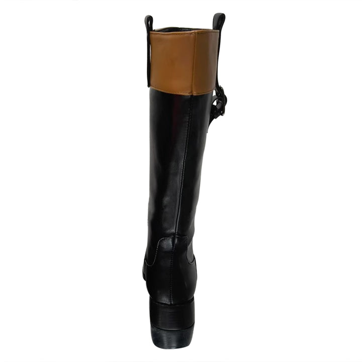 QZJXX Leather Knee High Boots