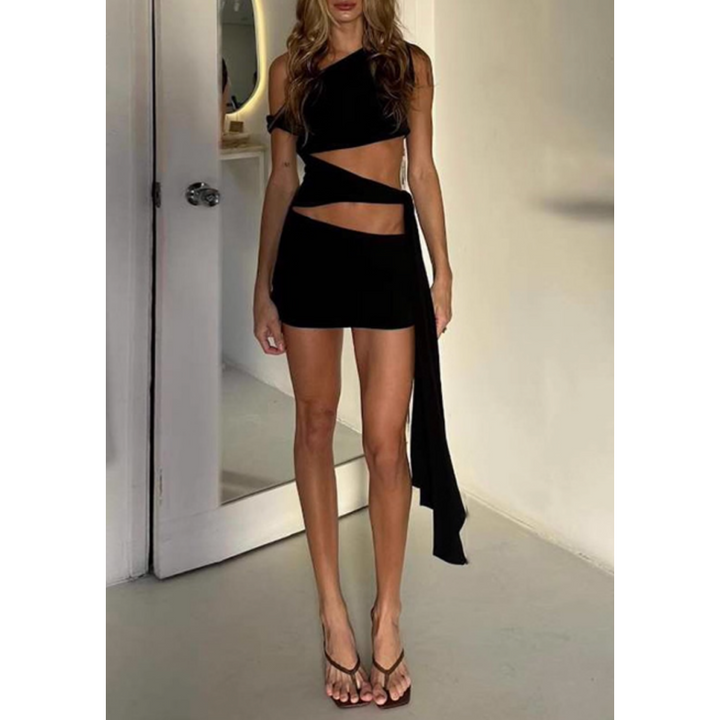 XIAND One-Shoulder Mini Evening Dress Gown