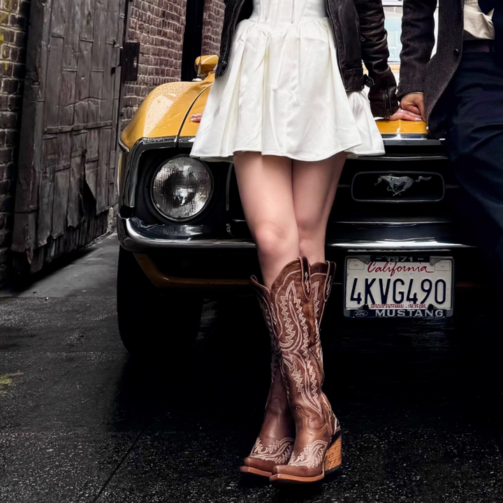 FGZPC Embroidery Western Cowboy Knee High Boots