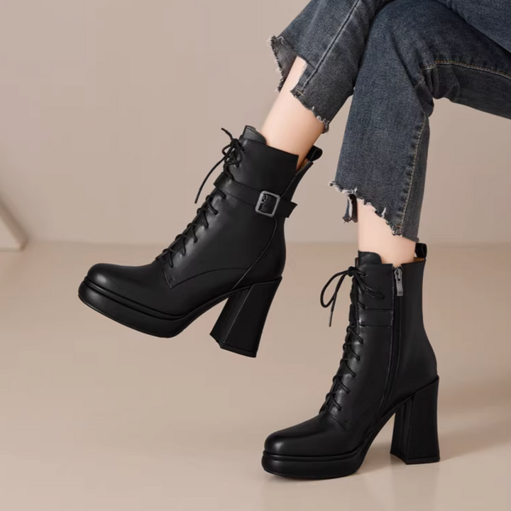 MULIF Buckled Platform Ankle Boots