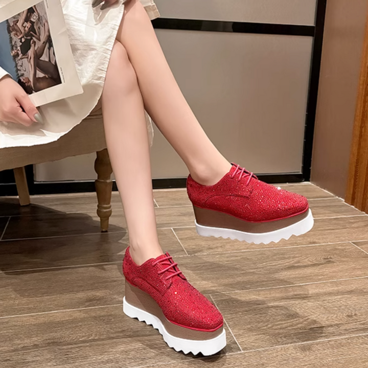 SUIZN Lace Up Suede Platform Sneakers