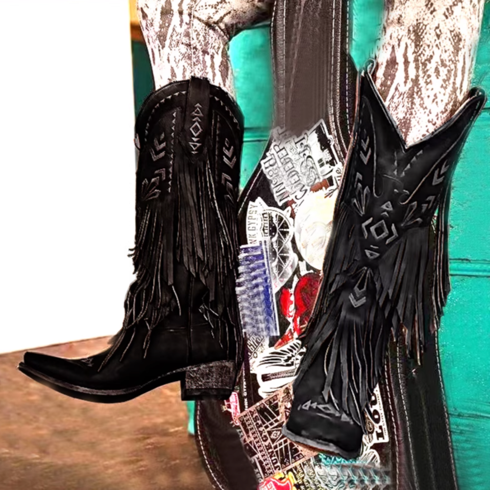 VKCXL Embroidery Western Cowboy Knee High Boots
