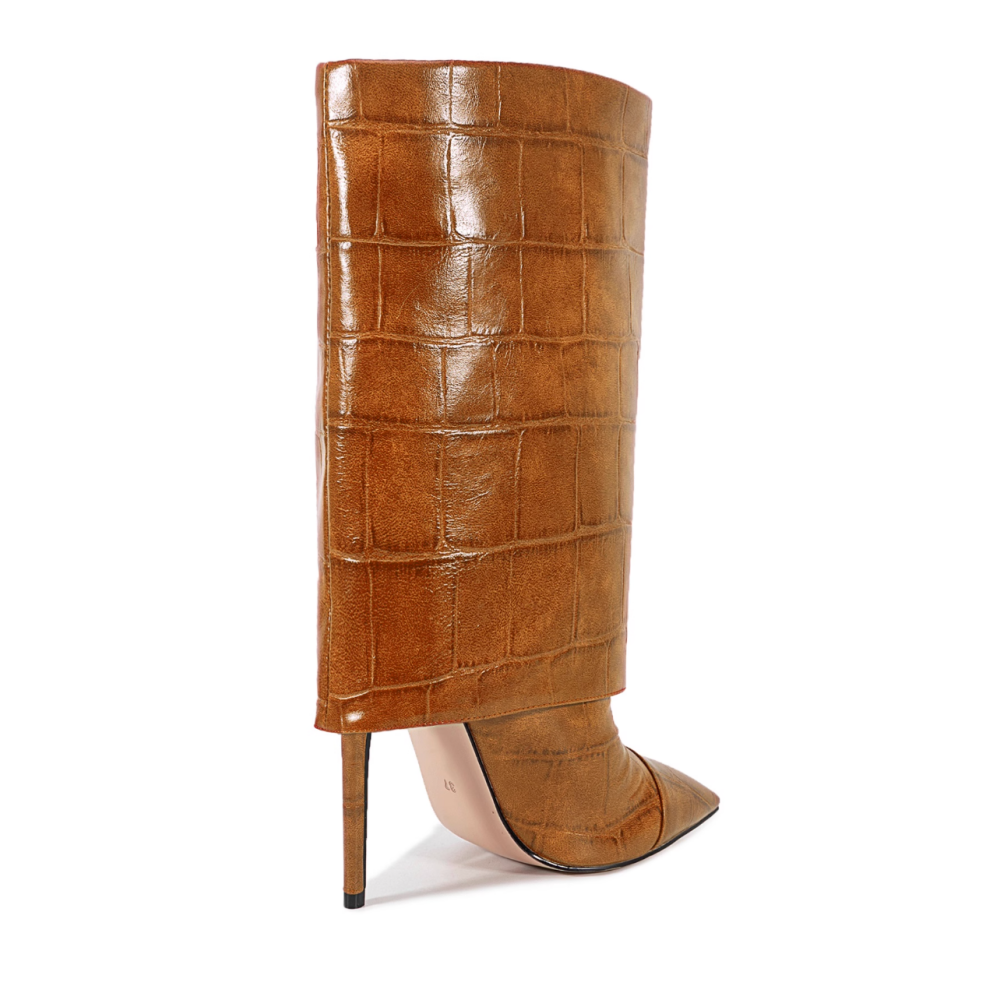 WUTON Stone Pattern Leather Boots