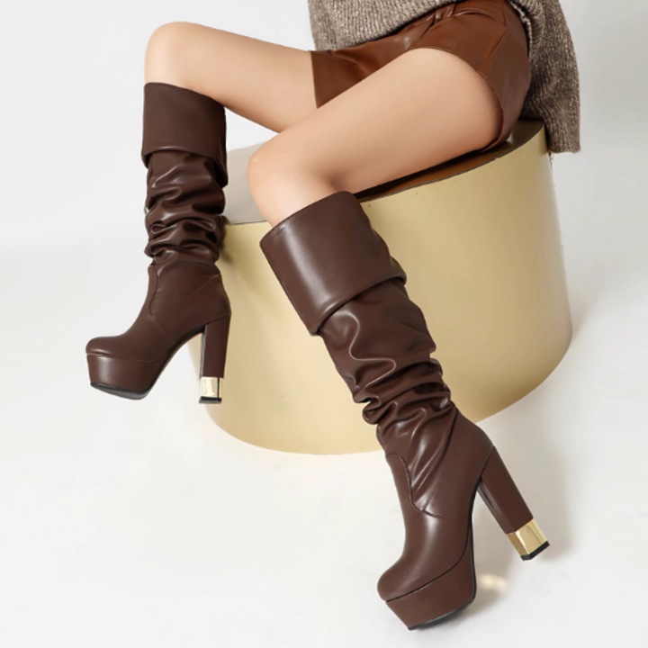 DUOSL Block Heel Platform Knee High Boots