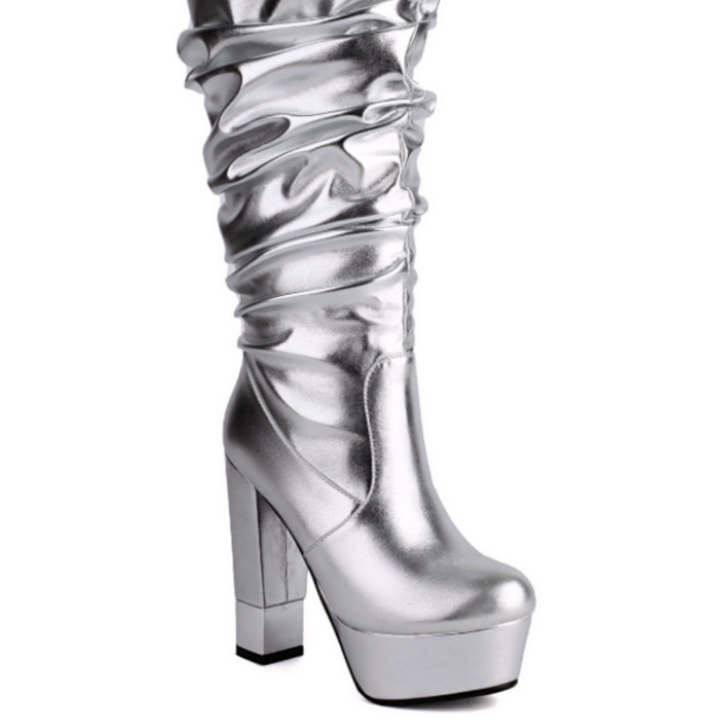 DUOSL Block Heel Platform Knee High Boots