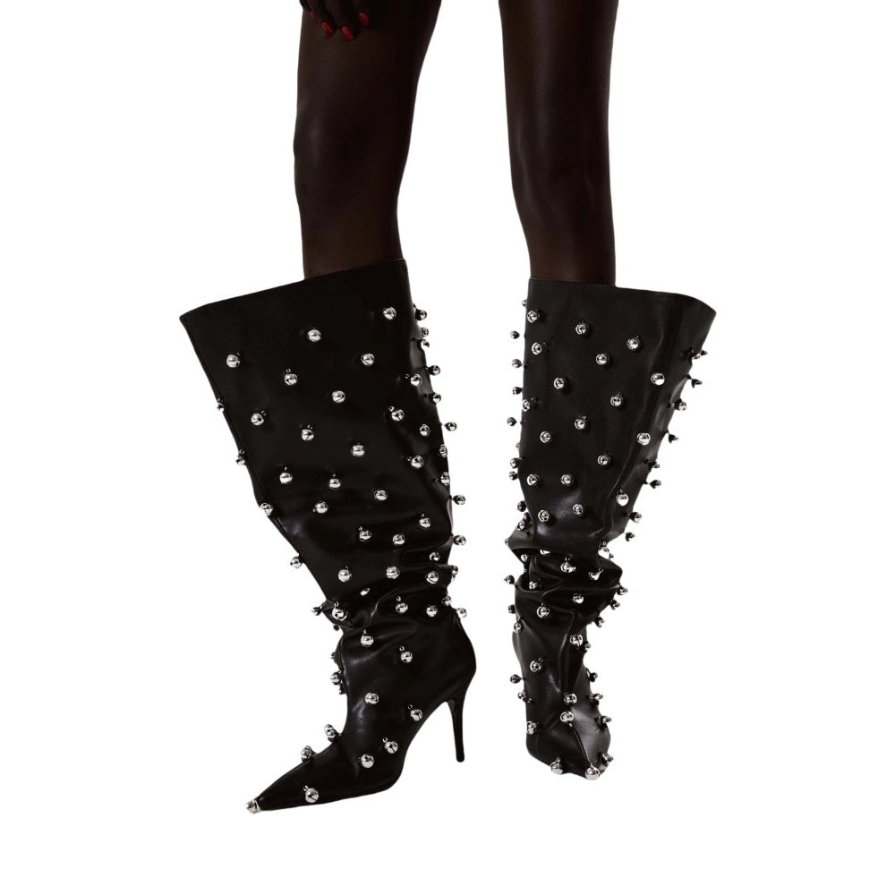 MAODI Studded Knee High Boots