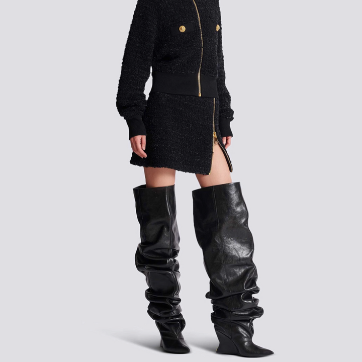 PGJTX Wedged Heel Over The Knee Boots