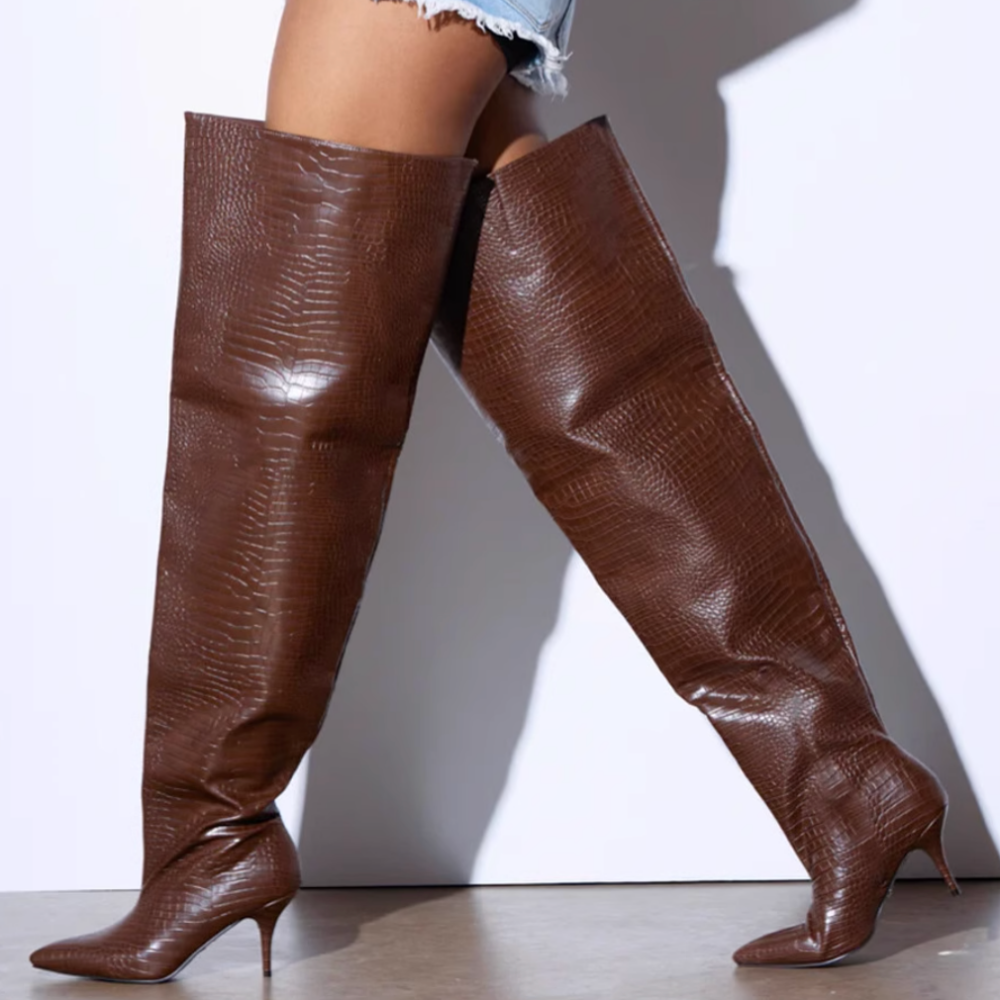 STWTX Stiletto Heel Knee High Boots - 8cm