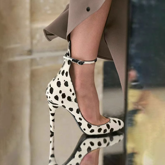 SKPON Patent Leather Ankle Strap High Heel Pumps
