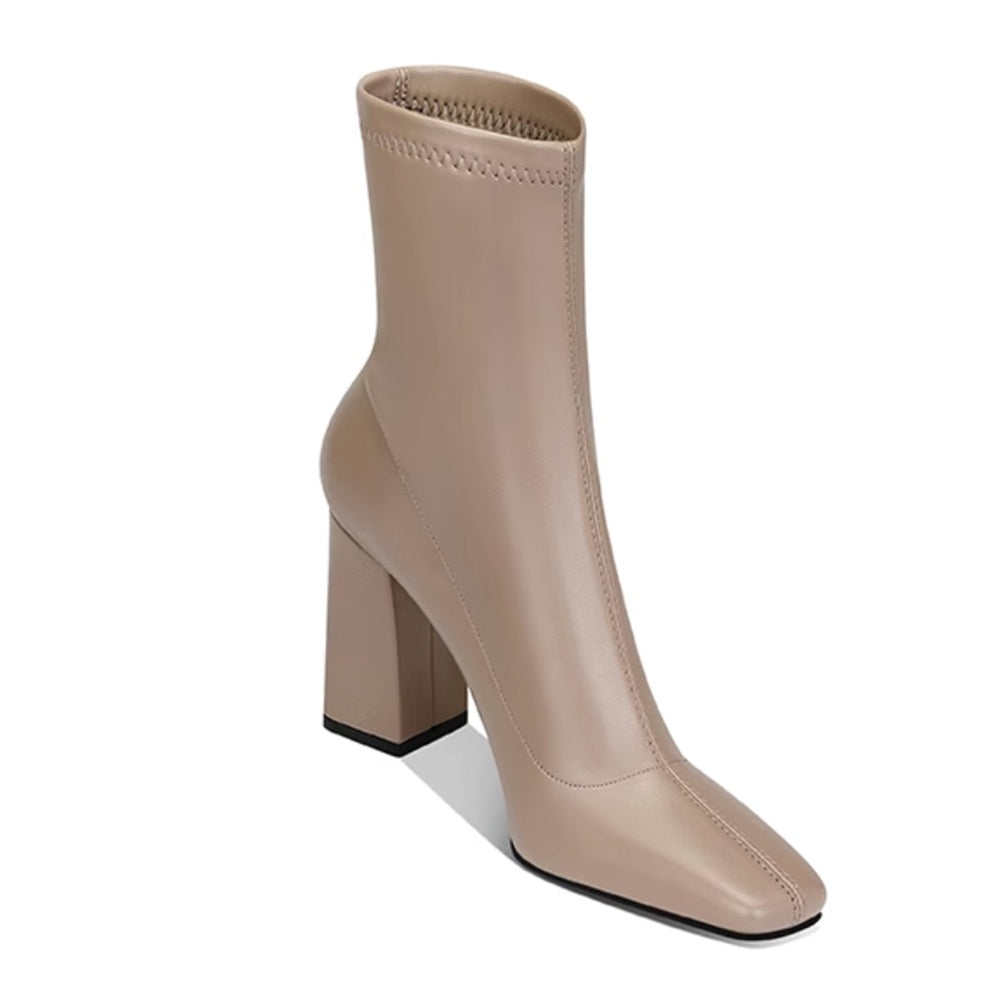 TOWVB Block Heel Ankle Boots - 8 CM