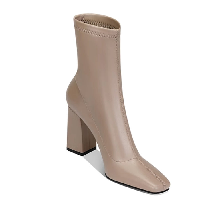TOWVB Block Heel Ankle Boots - 8 CM