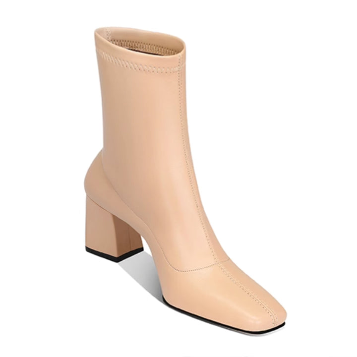 TOWVB Block Heel Ankle Boots - 6 CM