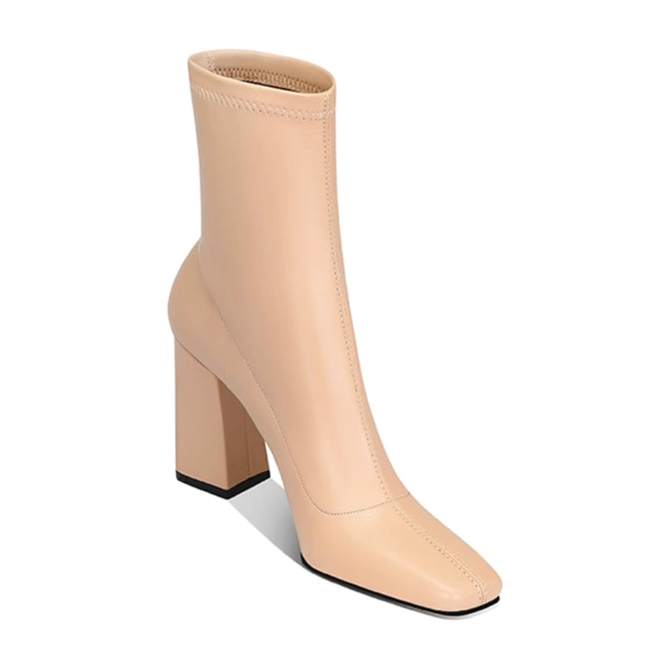TOWVB Block Heel Ankle Boots - 8 CM