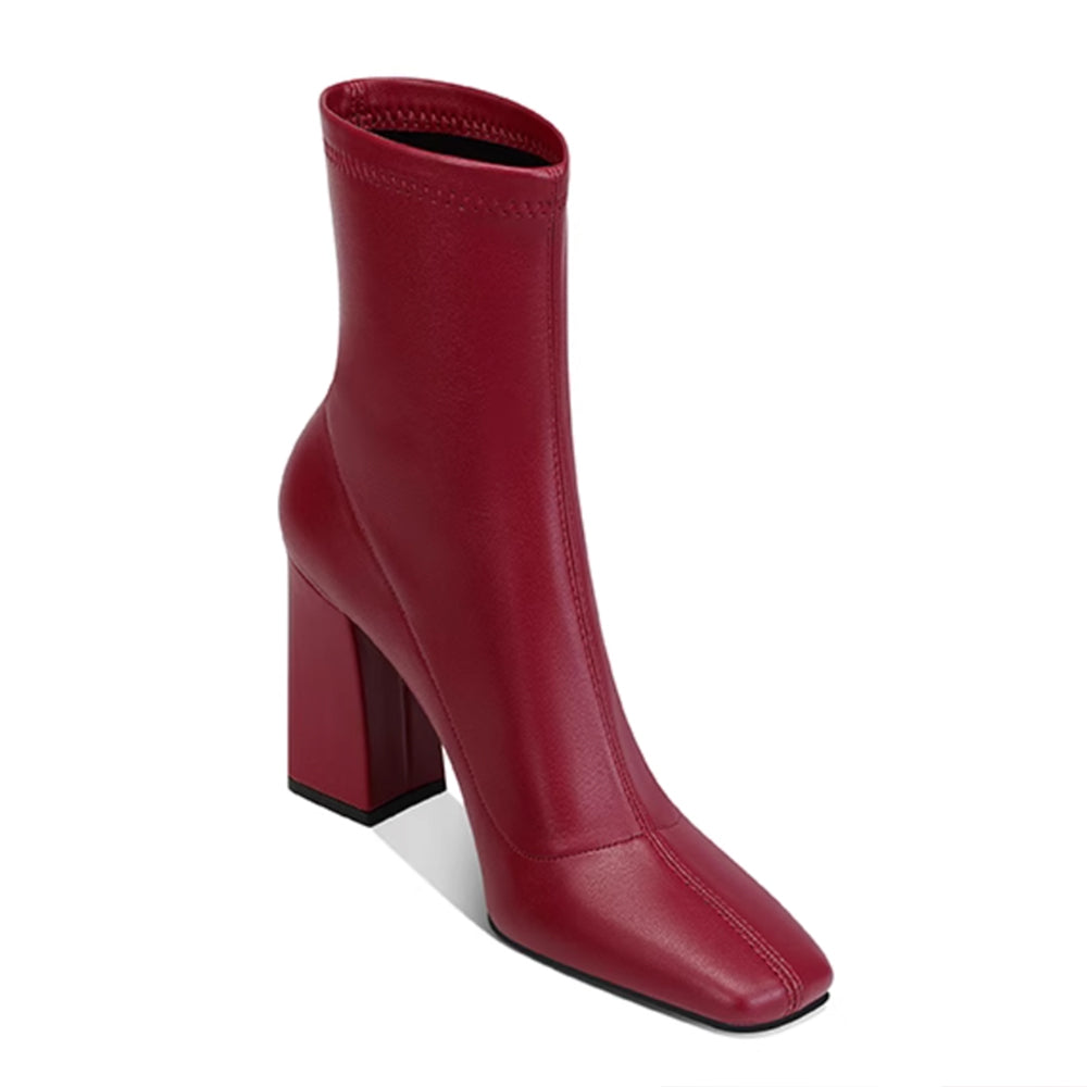 TOWVB Block Heel Ankle Boots - 8 CM