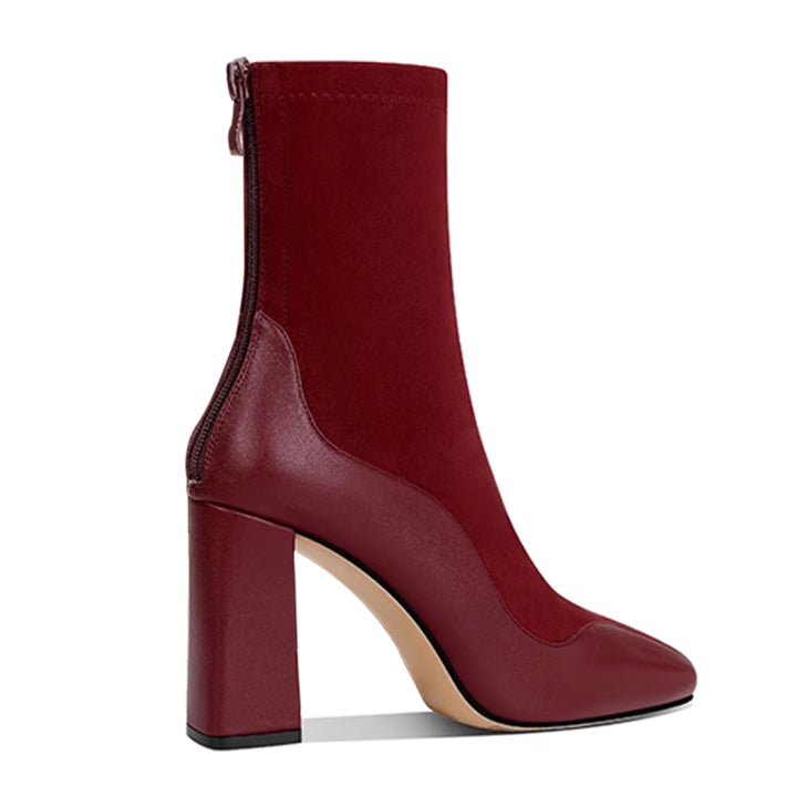 ROYTM Suede Block Heel Ankle Boots - 8 CM
