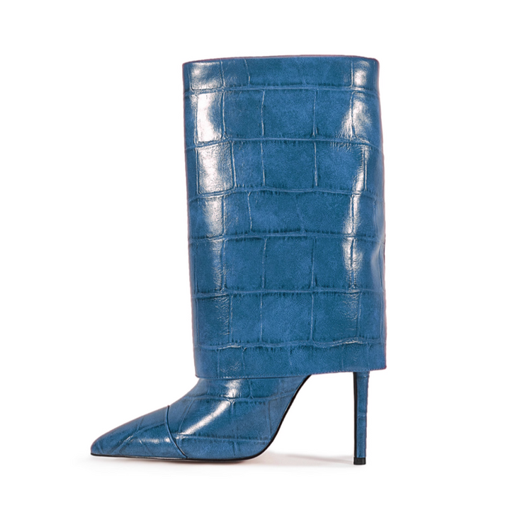 WUTON Stone Pattern Leather Boots