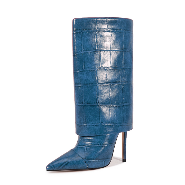 WUTON Stone Pattern Leather Boots