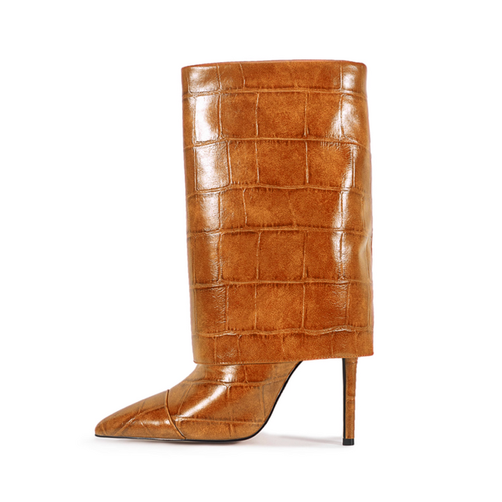 WUTON Stone Pattern Leather Boots