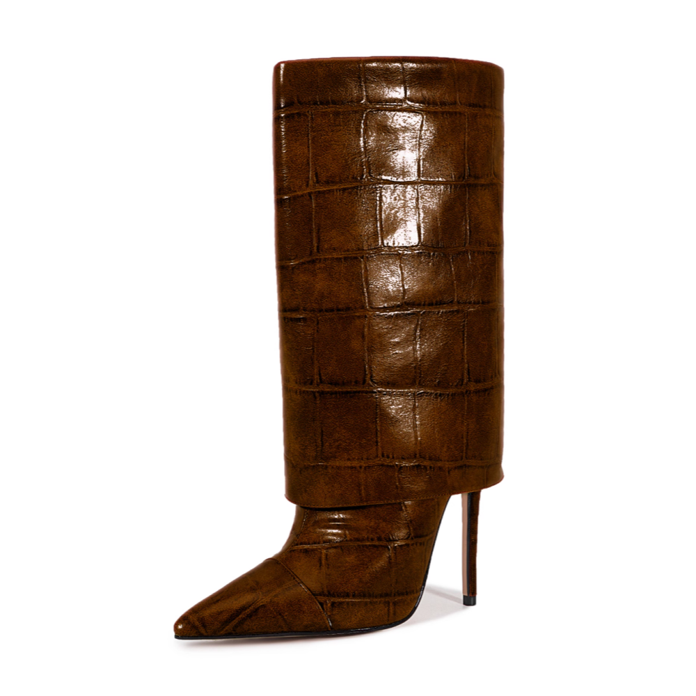 WUTON Stone Pattern Leather Boots