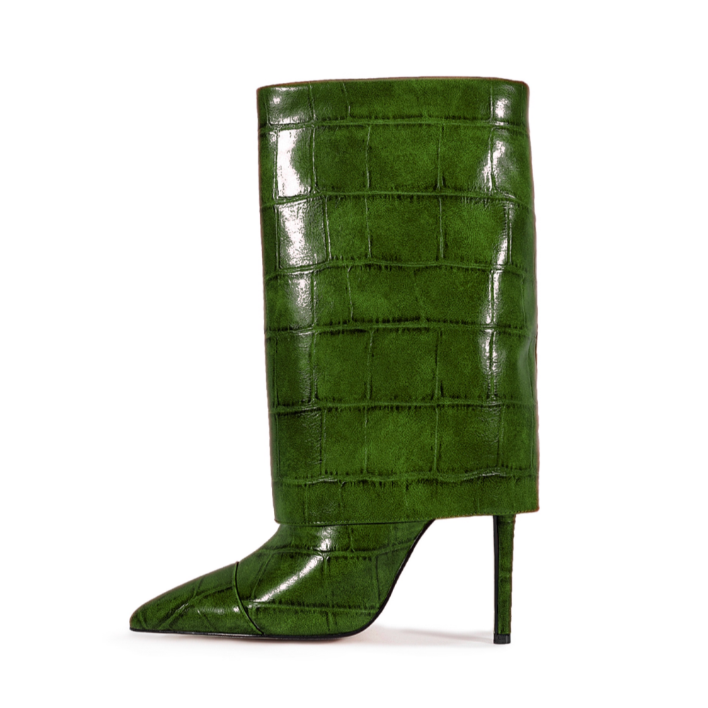 WUTON Stone Pattern Leather Boots