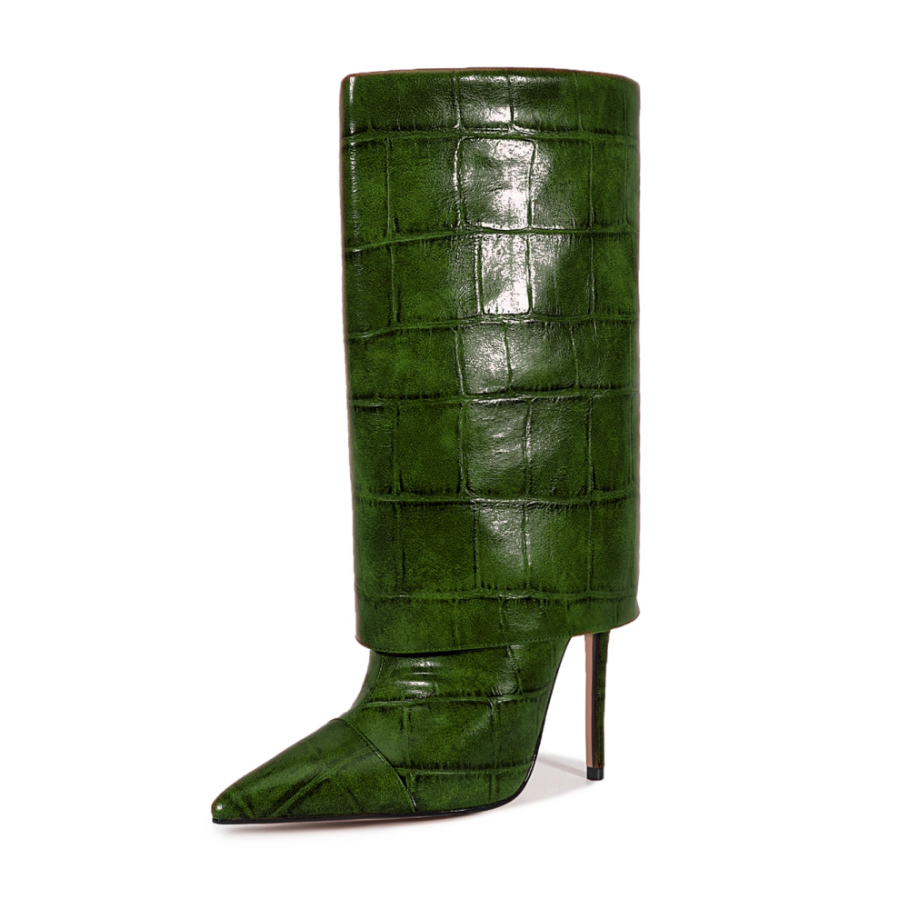 WUTON Stone Pattern Leather Boots