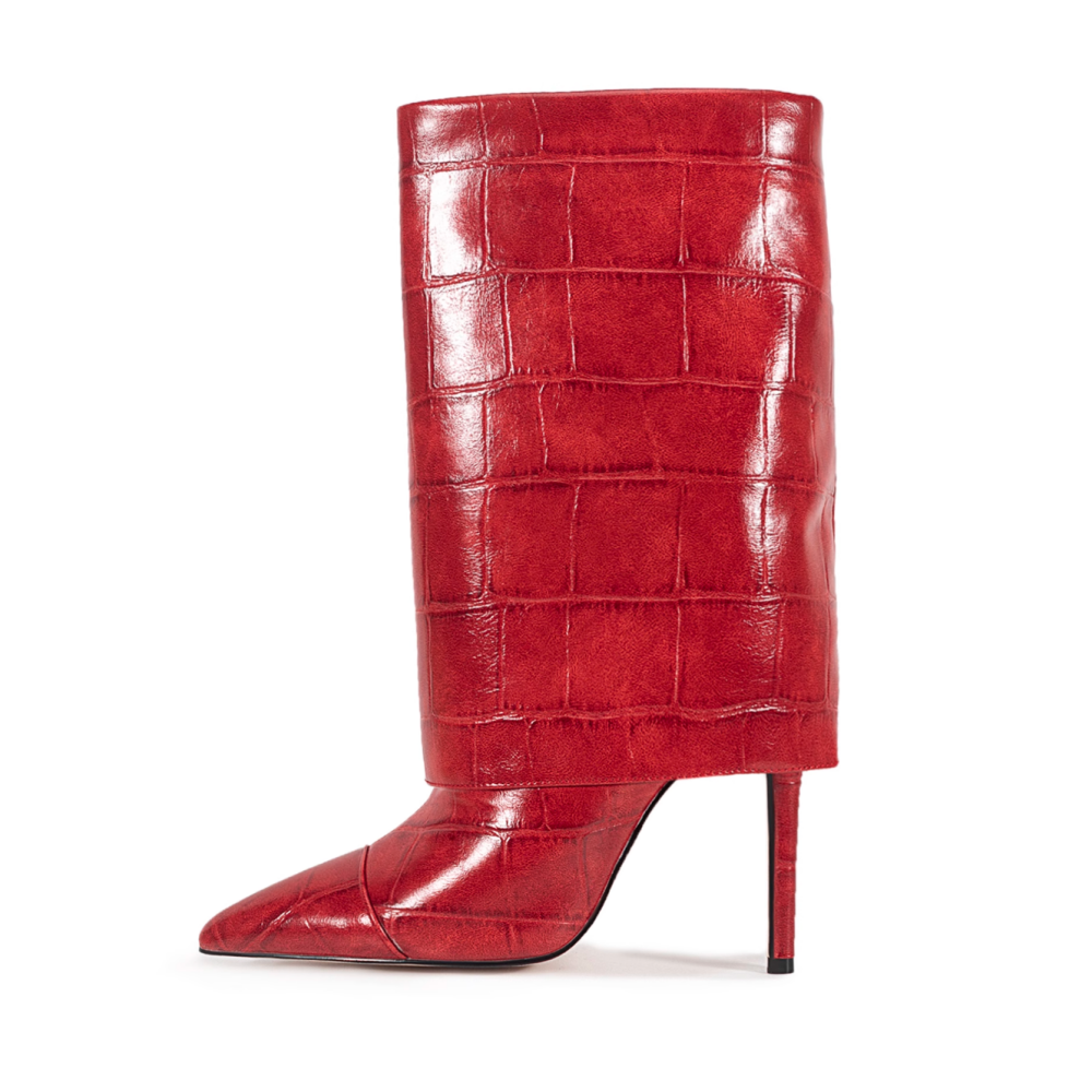 WUTON Stone Pattern Leather Boots