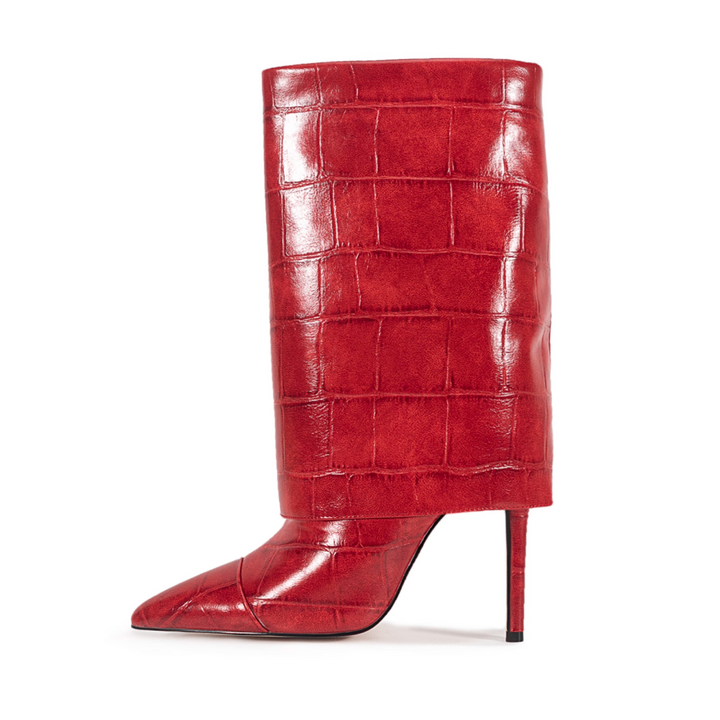 WUTON Stone Pattern Leather Boots