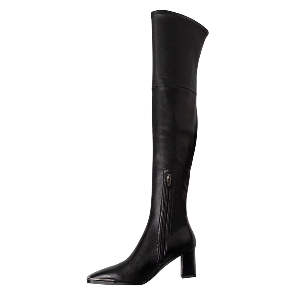 XCTXZ Block Heel Over The Knee Boots