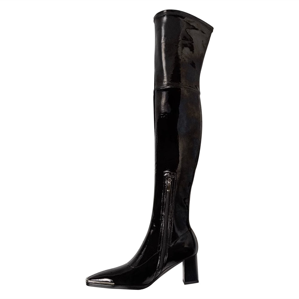 XCTXZ Block Heel Over The Knee Boots