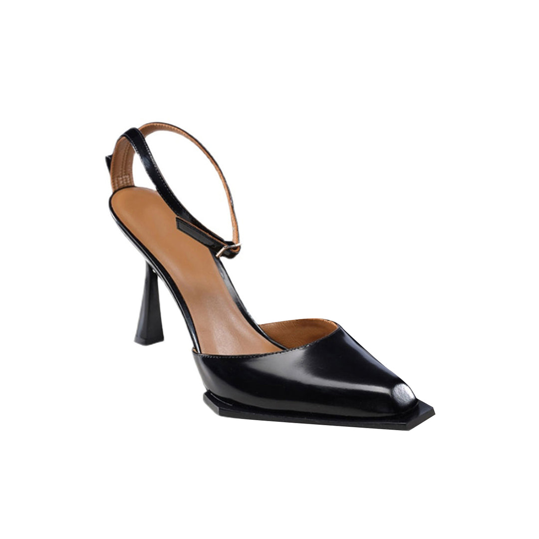 AMISA Ankle Strap Patent Leather Mid Heel Sandals