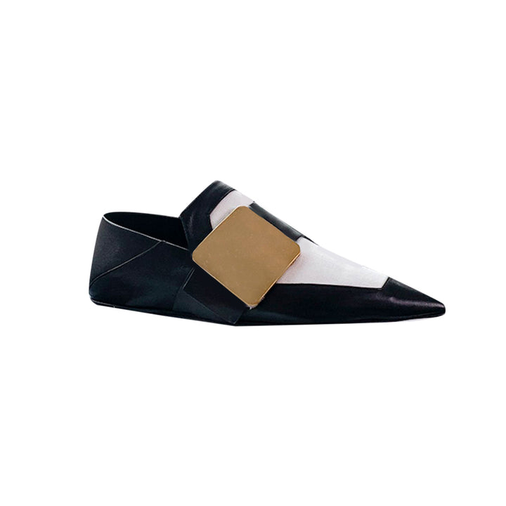 DIRCA Metal Embellished Leather Flat Loafers