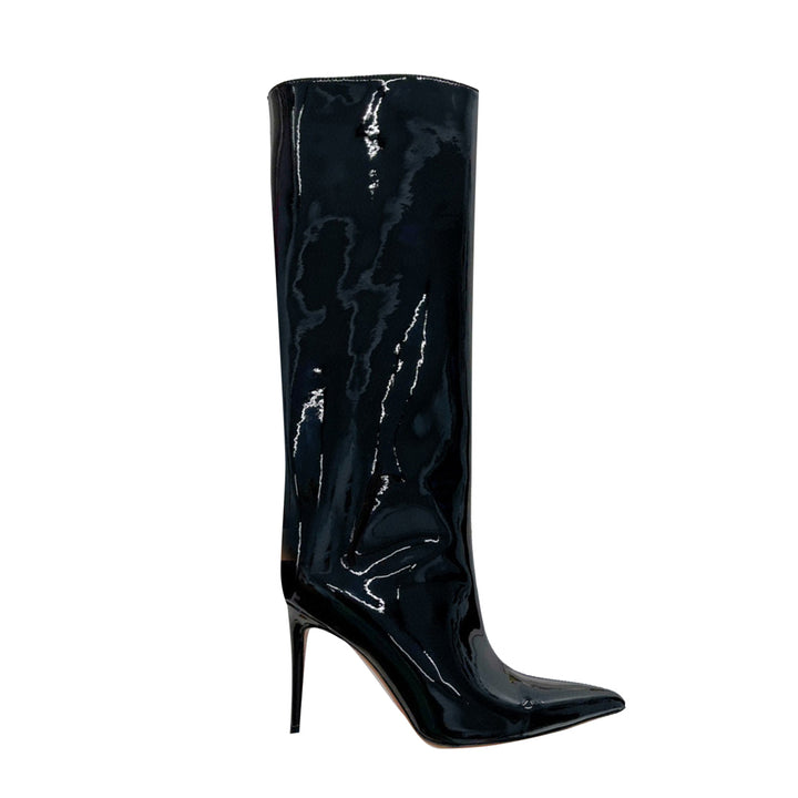 HAGIS Patent Leather High Heel Knee High Boots