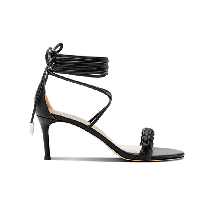 HINDE Braided Lace Up Mid Heel Sandals - 6cm - ithelabel.com