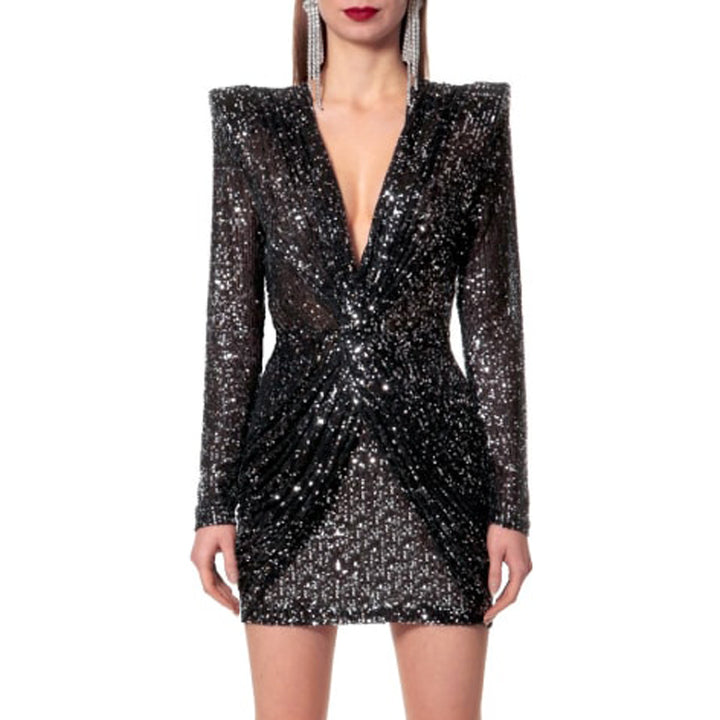 HUPES Sequinned Mini Evening Dress Gown