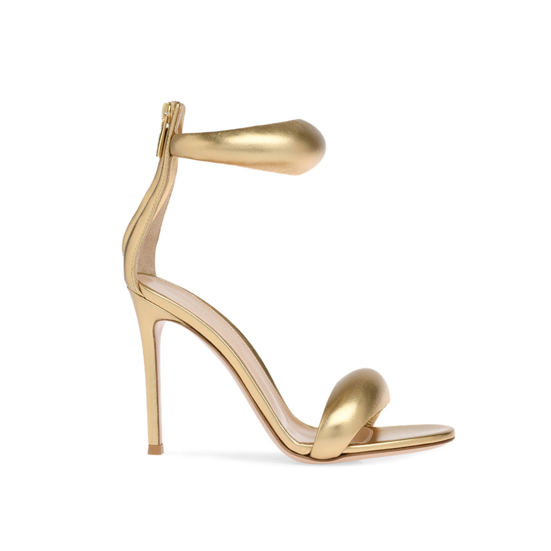 Gold KAFIN Ankle Strap Leather Stiletto High Heel Sandals - 9.5cm | i ...