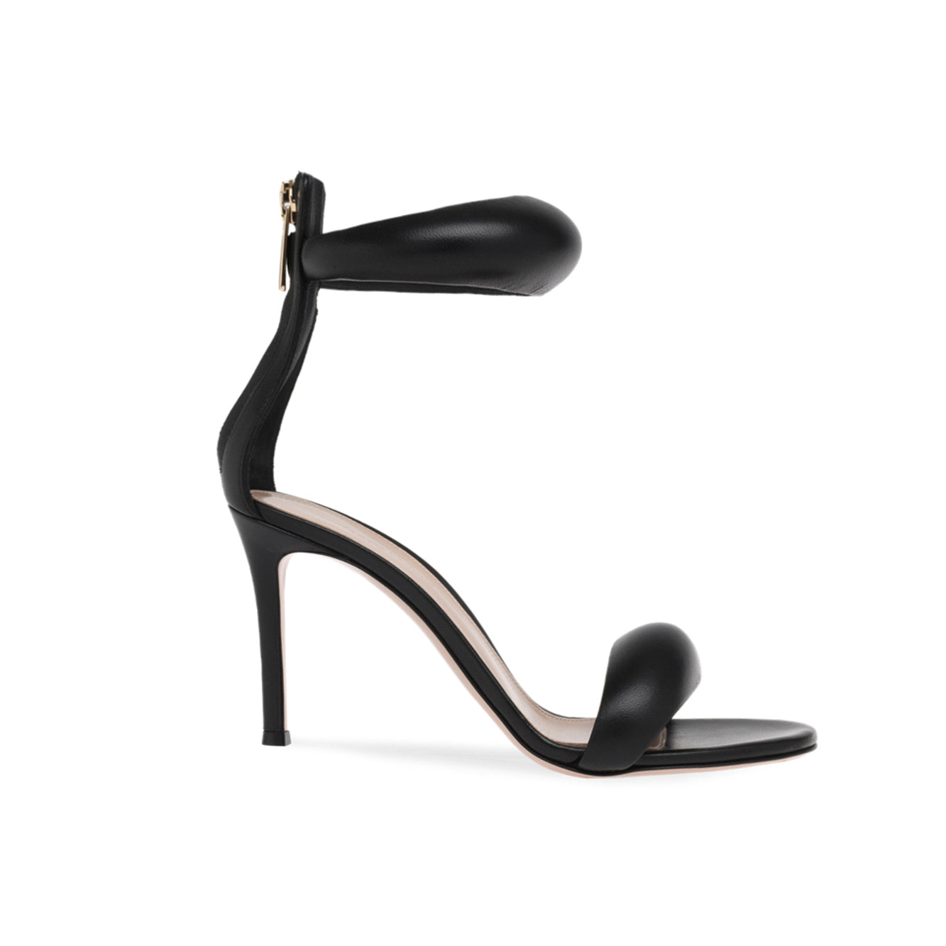 Black KAFIN Ankle Strap Leather Stiletto Mid Heel Sandals - 7.5cm | i ...