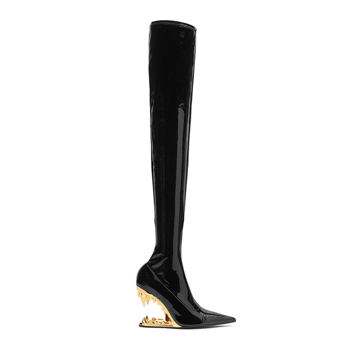KEICU Sculptured Wedged Heel Over The Knee Boots