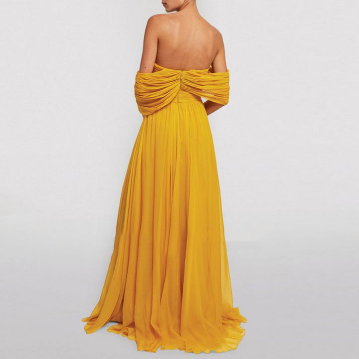 KIDON Fold Detailed Maxi Evening Dress Gown