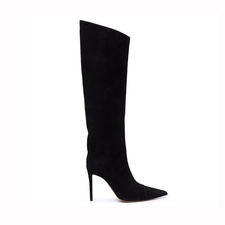 KIFUE Stiletto High Heel Suede Knee High Boots