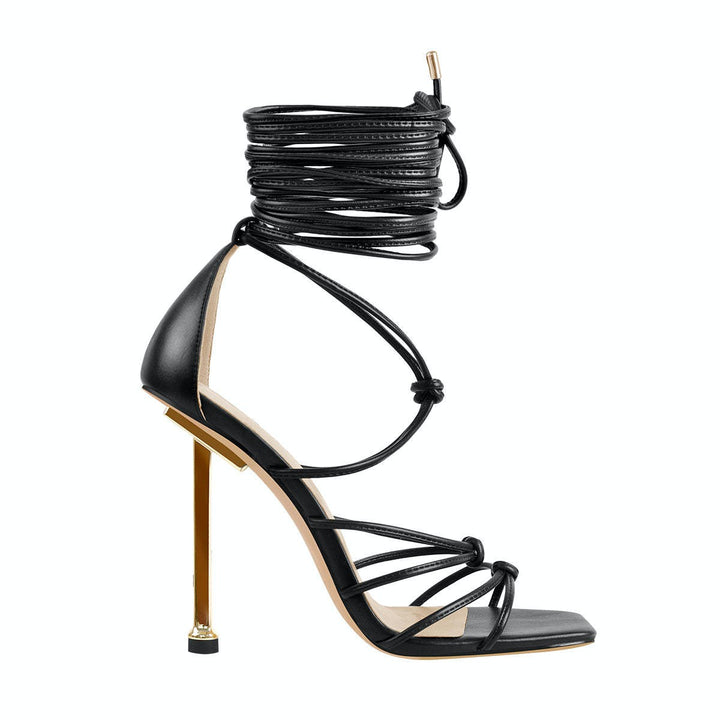 KUICO Lace Up High Heel Sandals