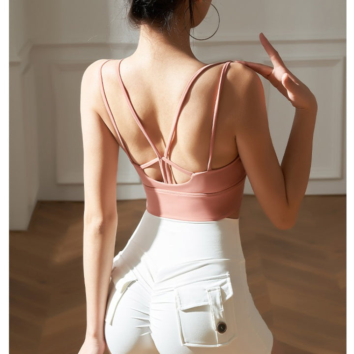 LARKI Yoga Pilates Backless Fitted Sports Bra